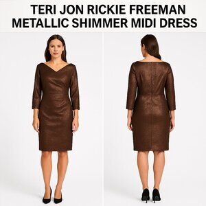 TERI JON RICKIE FREEMAN METALLIC SHIMMER MIDI DRESS 16